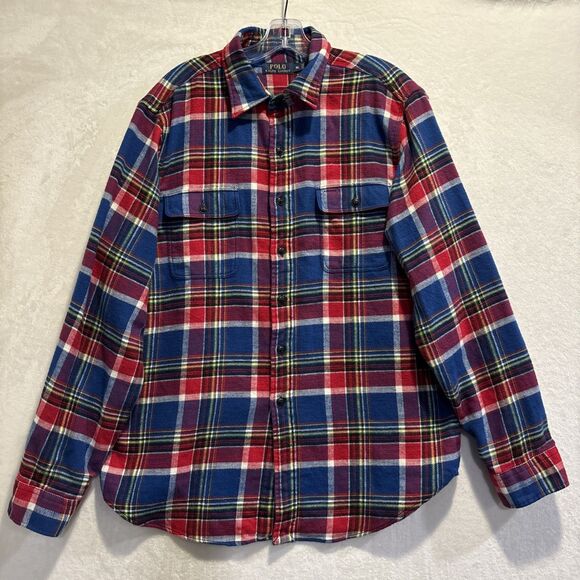 Polo Ralph Lauren Shirt Men’s Size XL Plaid Button Up Flannel Cotton Pockets - Picture 1 of 13